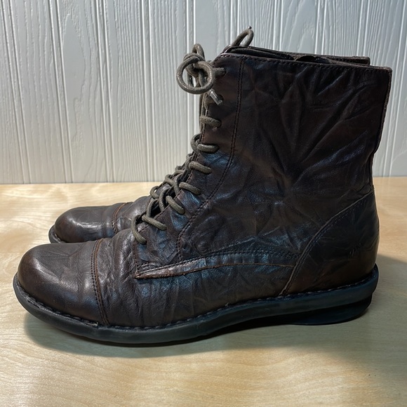 Clarks Bendables Nikki Plaza Genuine Leather Combat Boots - Brown - Picture 2 of 10